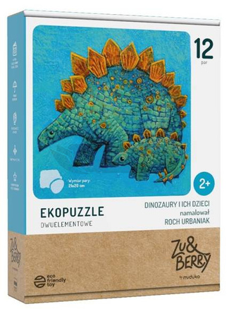 Ekopuzzle dwuelementowe Dinozaury i ich dzieci