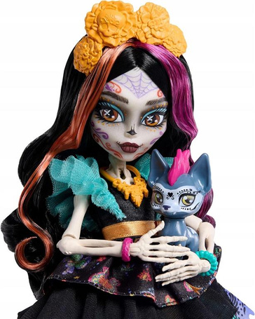 LALKA MONSTER HIGH SKELITA CALAVERAS + zwierzątko piesek Candelita JHK34