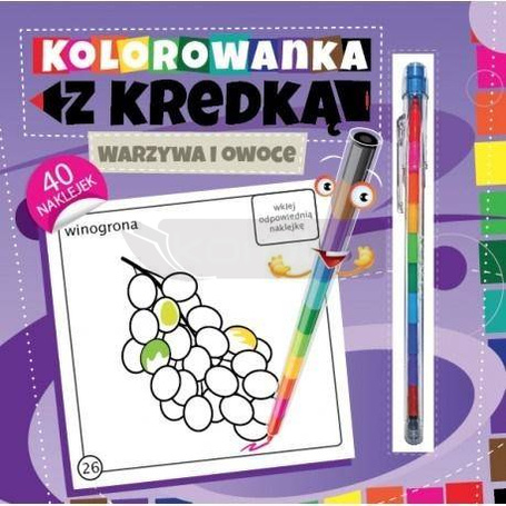 Kolorowanka z kredką. Warzywa i owoce