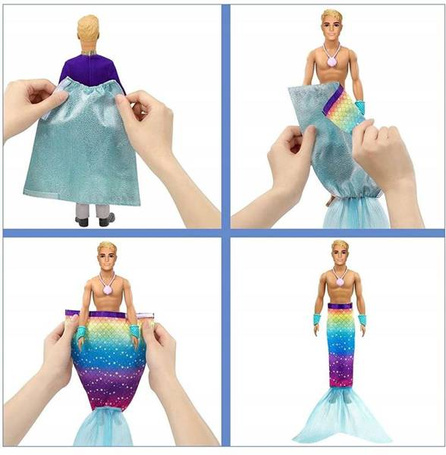 Lalka Barbie Ken Syrenka przemiana GTF93