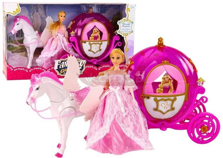 Lalka Księżniczka z karocą i koniem