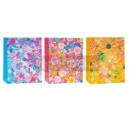 Torebka z brokatem Kwiaty 31x42x10cm mix ROZETTE