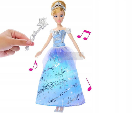 DISNEY KSIĘŻNICZKI LALKA KOPCIUSZEK Magiczna suknia balowa światła, dźwięk JBF94