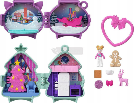 LALKA POLLY POCKET ZESTAW ŚWIĄTECZNY, zestaw do zabawy dla dzieci +4 lata JGM53