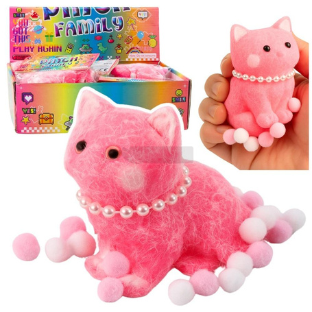 Miękki gniotek różowy kotek z futerkiem