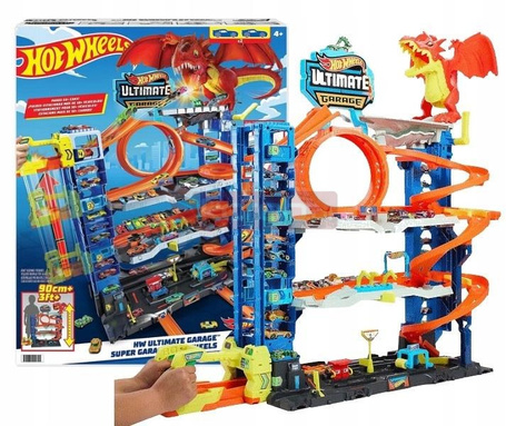 HOT WHEELS ZESTAW MEGA GARAŻ PARKING Atak smoka + 2 autka HKX48