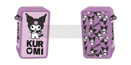 Piórnik potrójny z wyposażeniem Kuromi violet