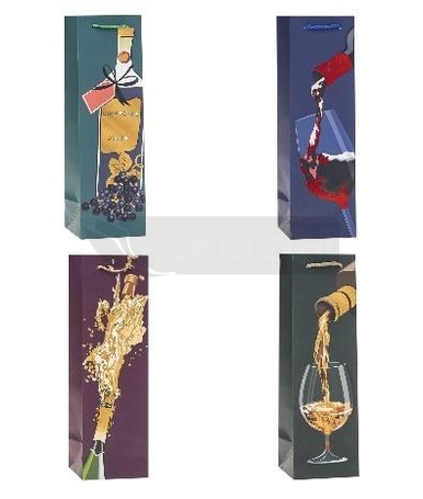 Torebka ozdobna na butelkę 11x38x11cm mix ROZETTE