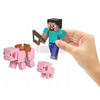 MINECRAFT FIGURKA STEVE pikselowa figurka, ŚWINIE + akcesoria HTL88