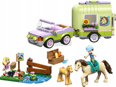 KLOCKI LEGO FRIENDS 42695 Przyczepa z koniem i źrebaczkiem, zestaw +7 lat