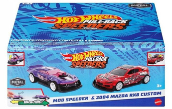 HOT WHEELS PULL-BACK SPEEDERS zestaw 2 aut MOD SPEEDER & 2004 MAZDA RX8 HWH53