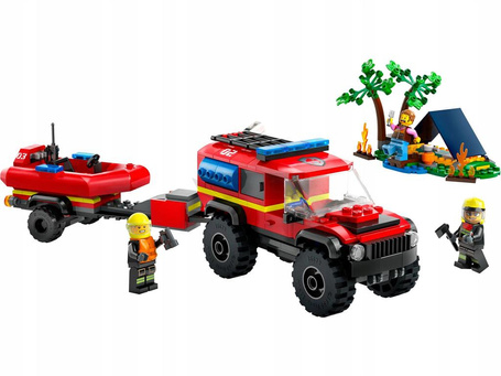 LEGO CITY 60412 TERENOWY WÓZ STRAŻACKI Z ŁODZIĄ RATUNKOWĄ zestaw klocków +5