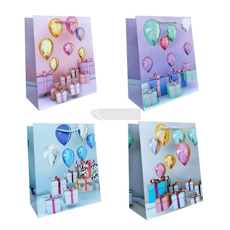 Torebka prezentowa urodzinowa S Balony metal mix