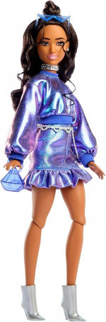 LALKA BARBIE DELUXE STYLE #7 w stroju z metalicznym połyskiem JFP42