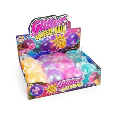 Brokatowa piłka ze światełkiem 7cm MIX