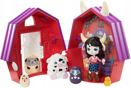 ENCHANTIMALS LALKA CAMBRIE COW + DOMEK ZWIERZĄTEK GTM48