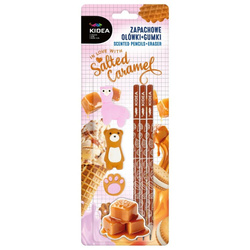 Ołówki zapachowe +gumki słony karmel KIDEA