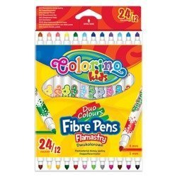 Flamastry dwukolorowe 12 szt 24 kolory