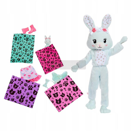 BARBIE CUTIE REVEAL SŁODKIE KOKARDKI LALKA W PRZEBRANIU słodkiego KRÓLICZKA JJP65