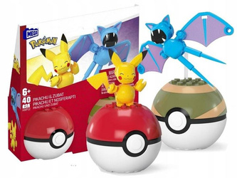 MEGA CONSTRUX KLOCKI 40 el POKEMON PIKACHU I ZUBAT + 2 Pokeball HXP12