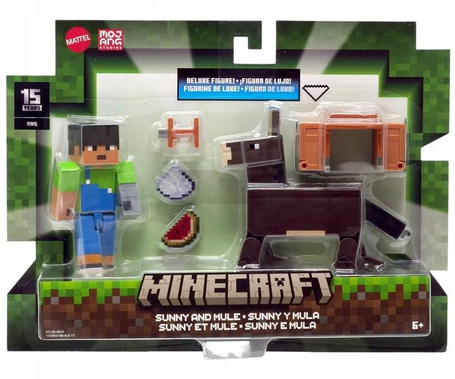 MINECRAFT FIGURKA SUNNY pikselowa figurka, OSIOŁ + akcesoria HTL90