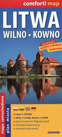 Comfort! map Litwa, Wilno, Kowno 1:700 000 w.2025