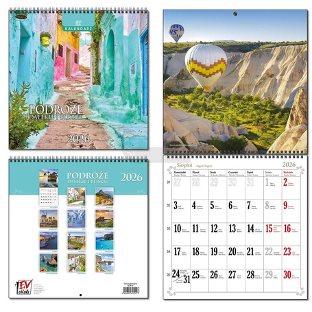 Kalendarz 2026 30x60 13 planszowy Podróże
