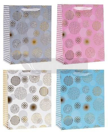 Torebka ozdobna 18x23x8cm hot-stamp mix ROZETTE