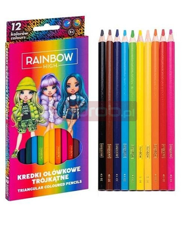 Kredki ołówkowe trójkątne Rainbow High 12kol ASTRA