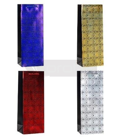 Torebka ozdobna na butelkę 12x36x9cm mix ROZETTE