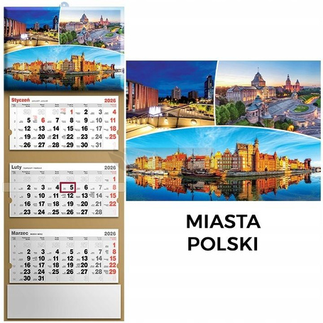 Kalendarz 2026 trójdzielny panorama polski