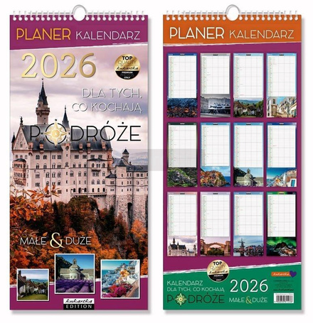 Kalendarz 2026 ścienny planer Podróże