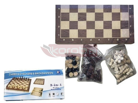 Szachy drewniane 2w1 37x17 cm