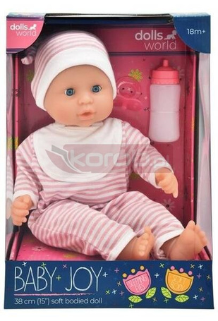 Dolls World Lalka Baby Joy 38cm ubranko w paski