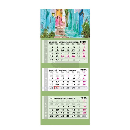 Kalendarz 2026 trójdzielny LUX gł. wypukła Maroko