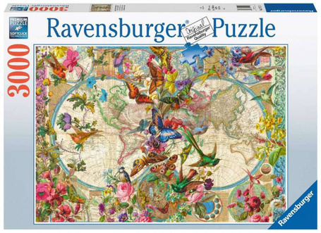 Puzzle 3000 elementów Flora i Fauna. Mapa Świata