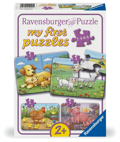 Puzzle dla dzieci 2D: Rodzina zwierząt 2-4-6-8el