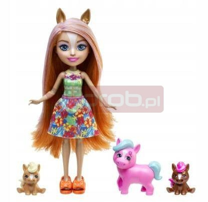 ENCHANTIMALS ZESTAW RODZINA KONI KONIKI lalka Pensee Pony 3 zwierzątka HXB99