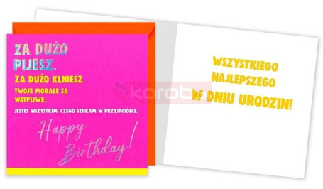 Karnet QR-008 Urodziny (za dużo pijesz)