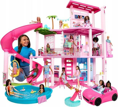 BARBIE WILLA DOMEK MARZEŃ DREAMHOUSE 3-piętrowy dom willa z windą, basenem HMX10