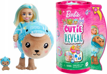 LALKA BARBIE CUTIE REVEAL CHELSEA W KOSTIUMIE MISIA przebranego za DELFINA HRK30