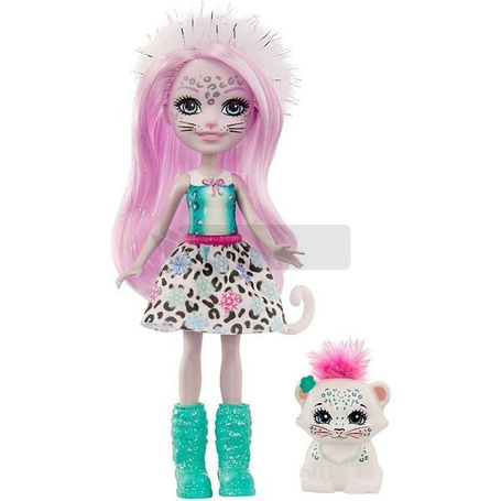 Lalka Enchantimals. Sybilll Śnieżny Lampart i Flake