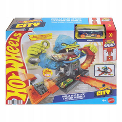 HOT WHEELS CITY ZESTAW TORÓW GŁODNY GORYL + autko, zestaw dla dzieci +4 lat JHL92
