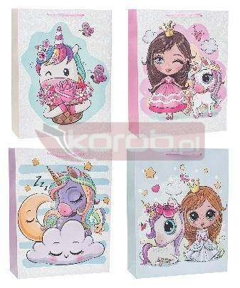 Torebka z brokatem Unicorn 26x32x10cm mix ROZETTE