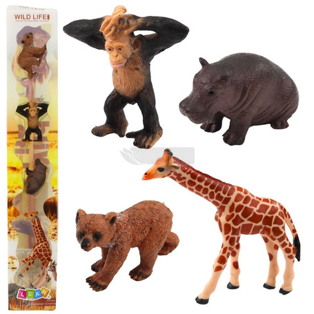 Zestaw mini figurki dzikie zwierzęta 6-9cm 4szt