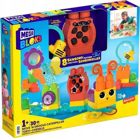 MEGA BLOKS KLOCKI ZESTAW GĄSIENNICZKA do ciągnięci HKN44