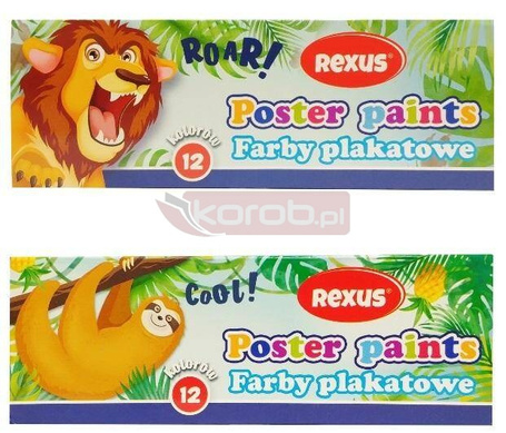 Farby plakatowe 12 kolorów 20ml Rexus