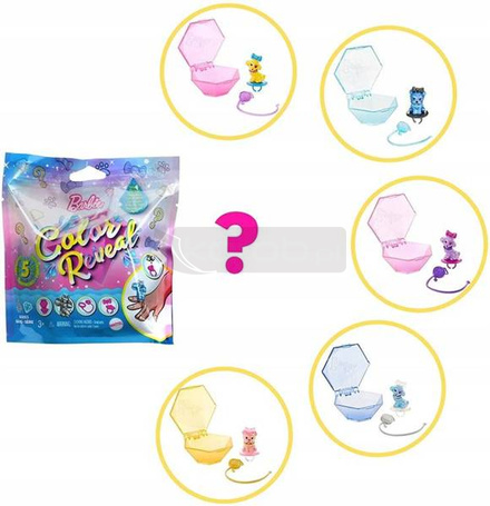 Lalka Barbie Color Reveal brokatowe zwierzątko GTT10