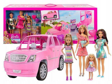 Lalka Barbie limuzyna i 4 lalki GFF58