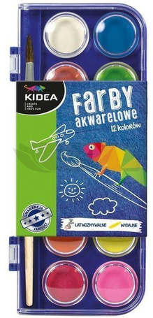 Farby akwarelowe 12 kolorów KIDEA